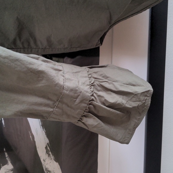 ALEX MILL Easy Ruffle Cotton Poplin Shirt, Dusty Olive, Size M, Spring - Picture 11 of 15